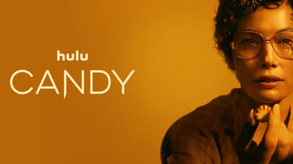 Title art for the Hulu Original crime show, Candy, based on a true story.