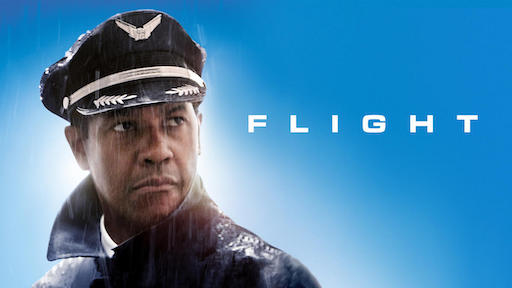 Title art for the biopic film, Flight starring Denzel Washington.