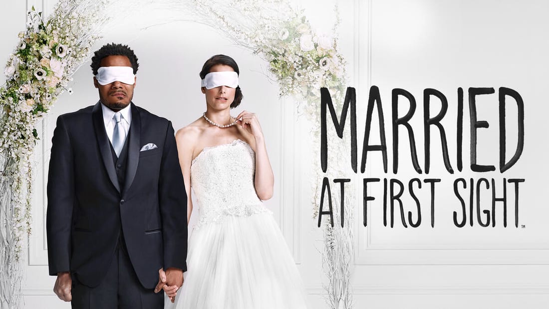 Title art for the reality TV show, Married at First Sight.