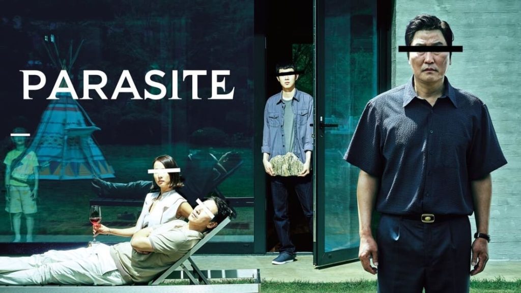 Title art for the award-winning Korean movie, Parasite.