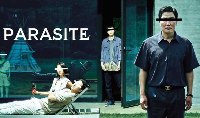 Title art for the award-winning Korean movie, Parasite.