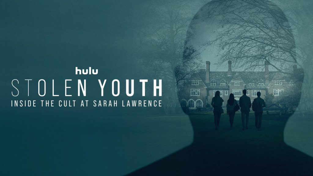 Title art for the true-crime documentary series, Stolen Youth: Inside the Cult at Sarah Lawrence.