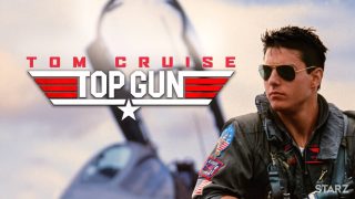 Tom Cruise in a Navy fighter pilot uniform, starring in the movie Top Gun.